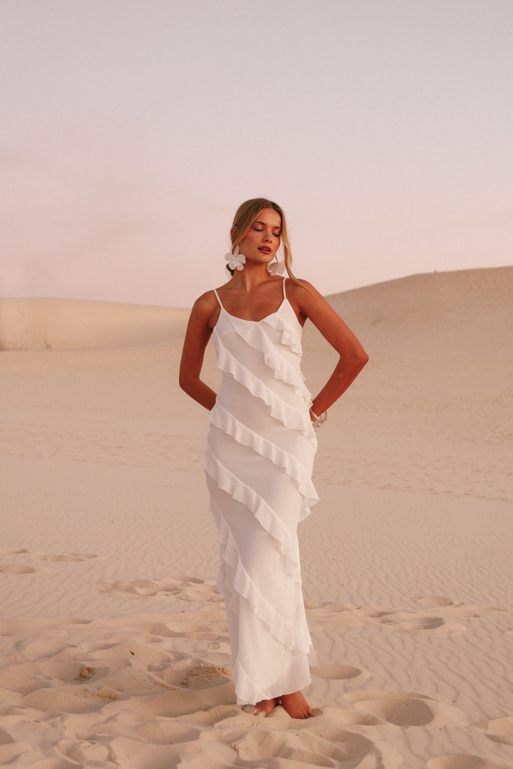 Ciao Ruffles Maxi Dress - Cloud White - Image 2