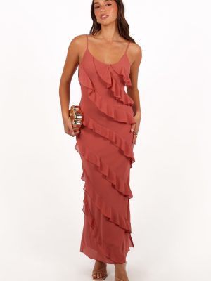 Ciao Ruffles Maxi Dress - Rosewood