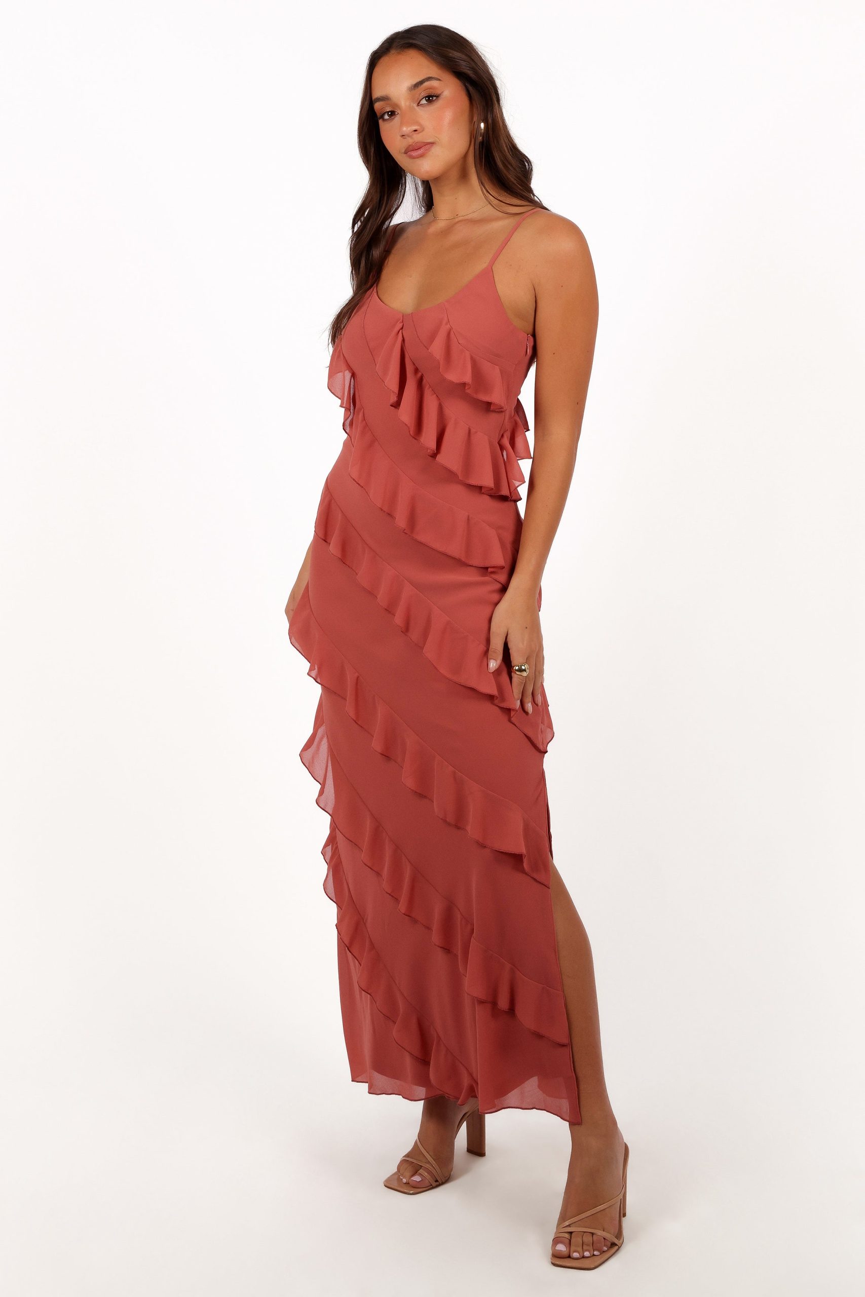 Ciao Ruffles Maxi Dress - Rosewood - Image 4