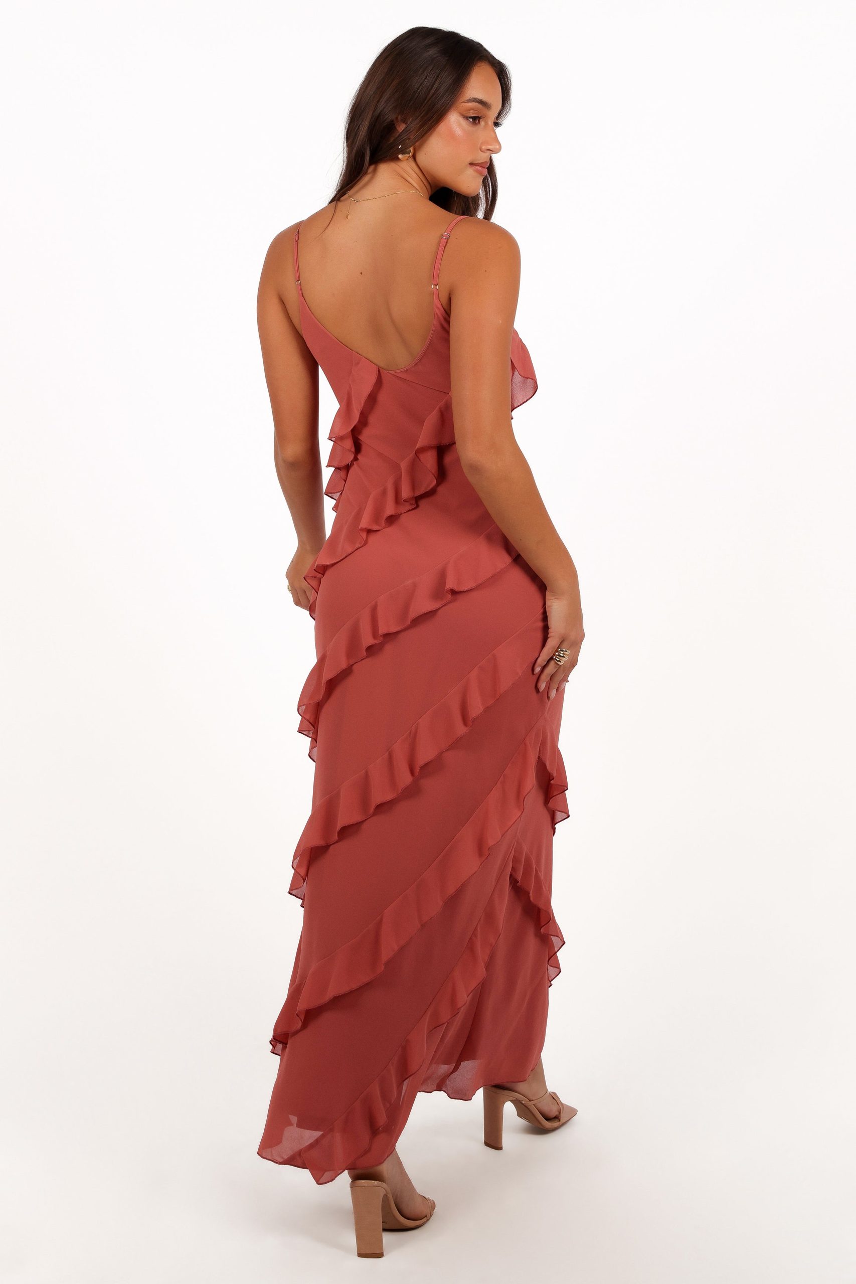 Ciao Ruffles Maxi Dress - Rosewood - Image 5