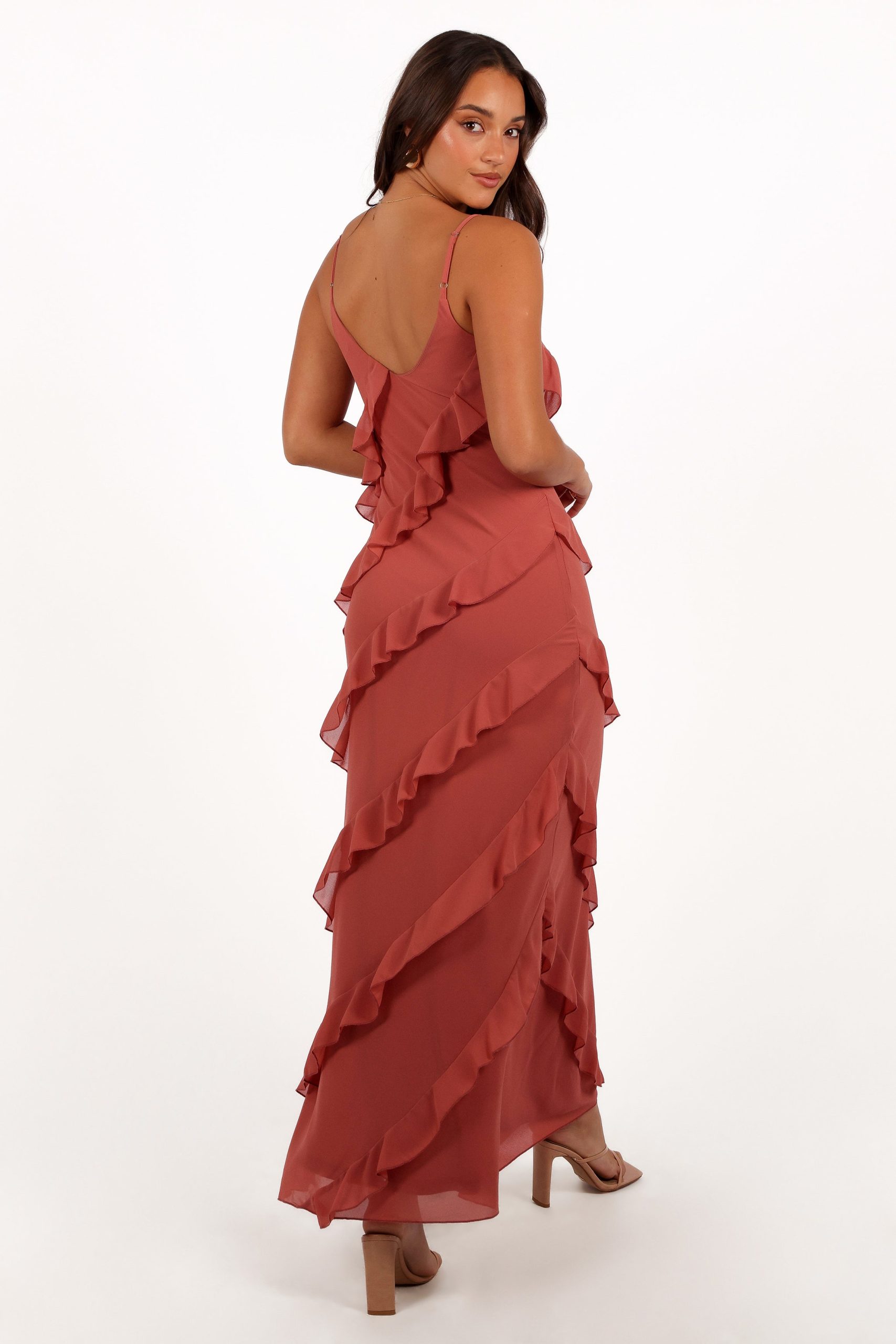 Ciao Ruffles Maxi Dress - Rosewood - Image 6