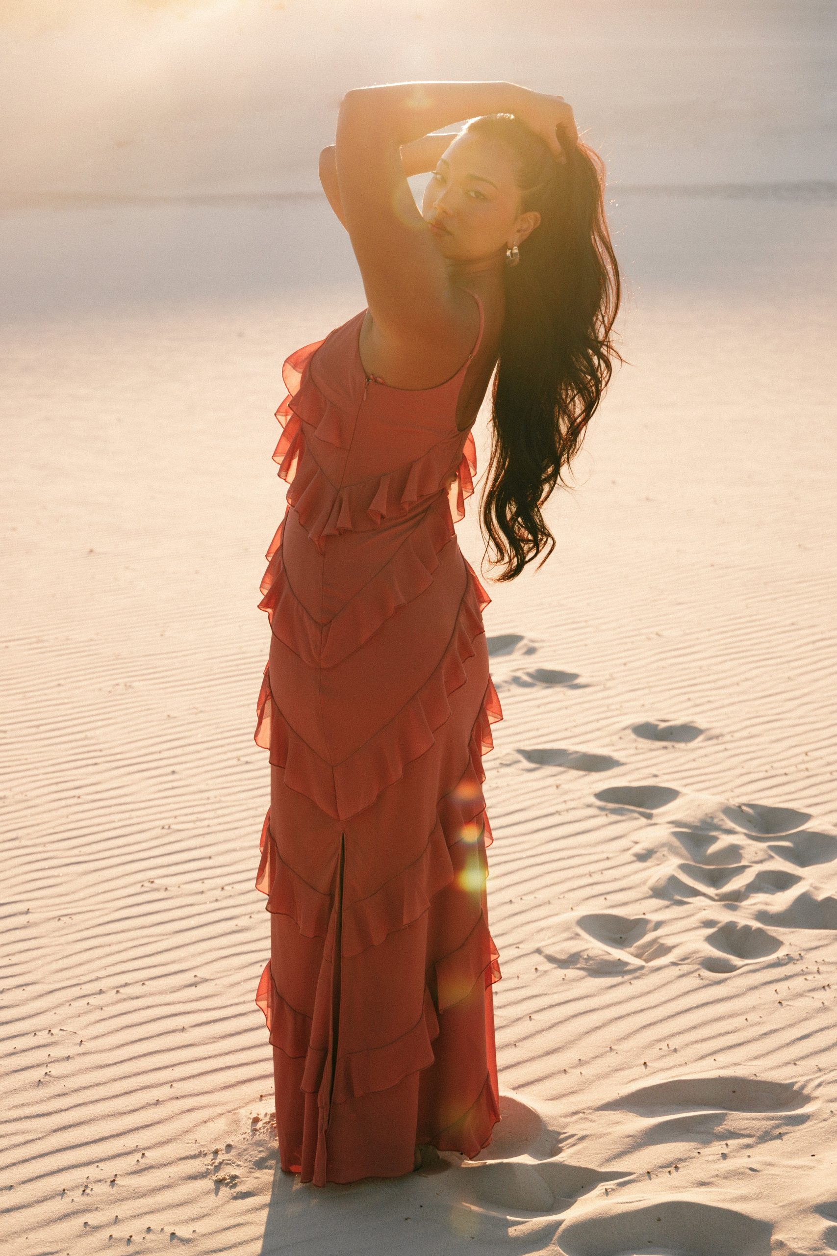 Ciao Ruffles Maxi Dress - Rosewood - Image 2