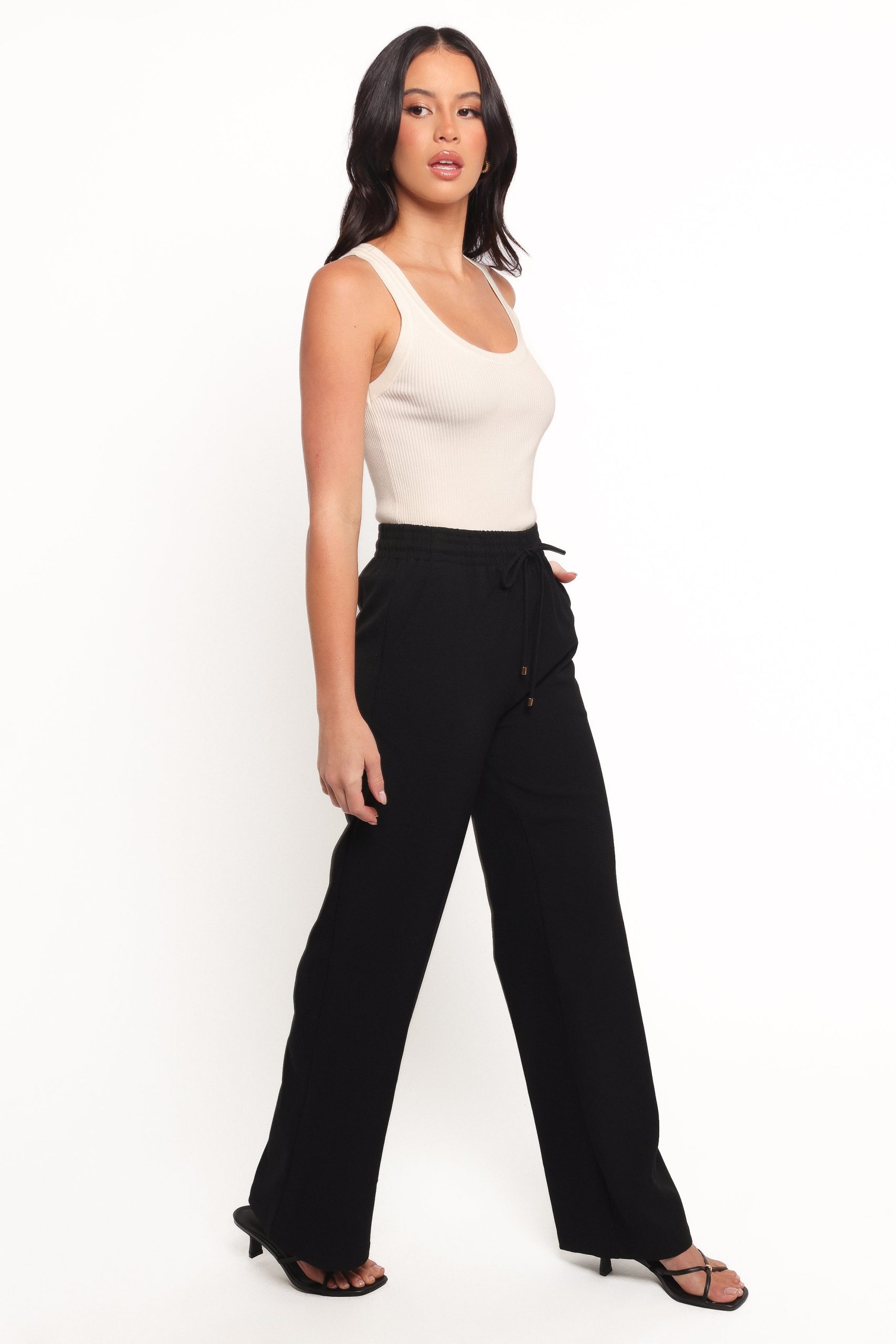 Cinch Wide Leg Crepe Pant - Black - Image 5