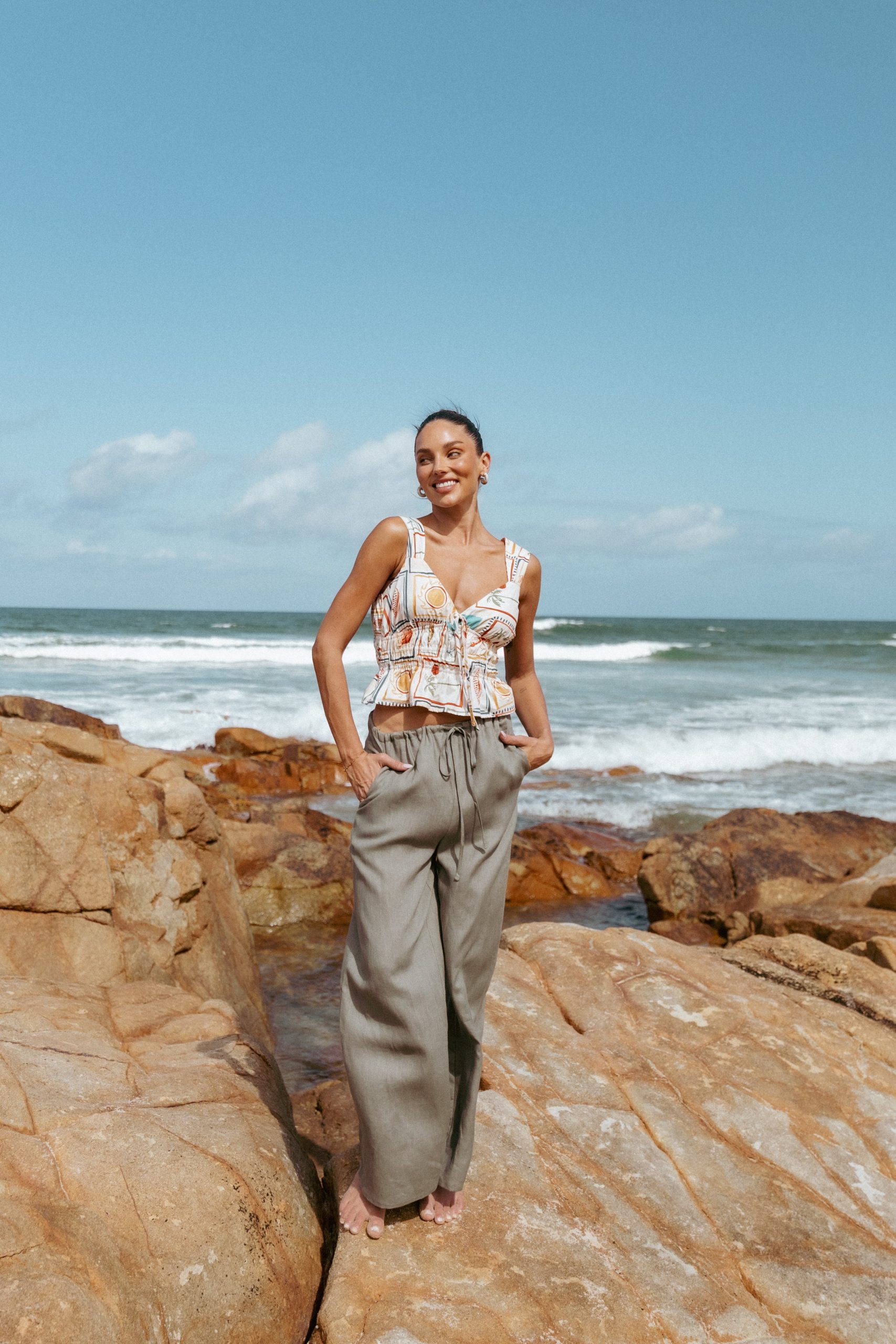 Clairo Linen Pant - Olive - Image 8