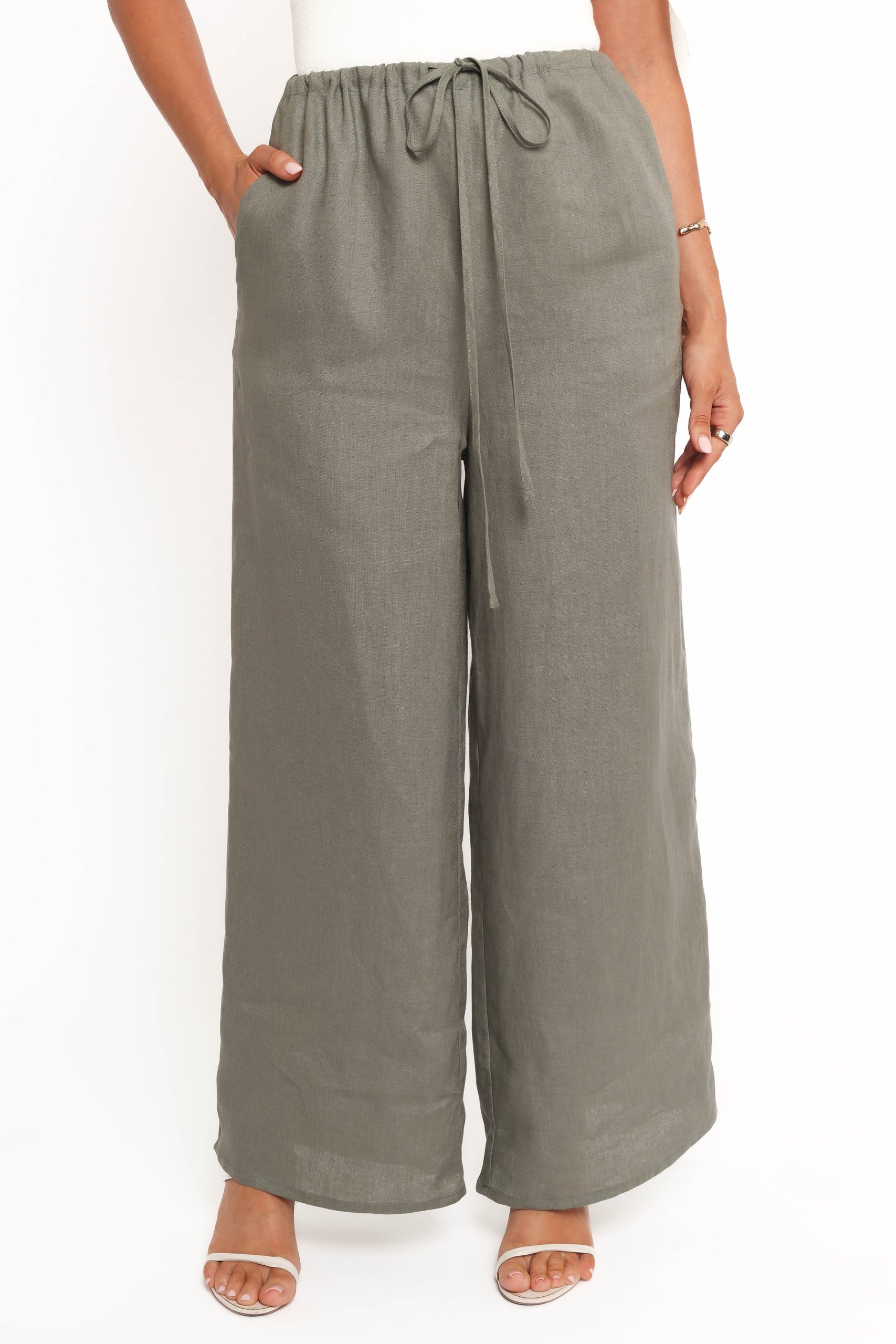 Clairo Linen Pant - Olive - Image 2