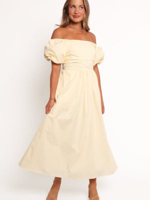 Clo Puff Sleeve Midi Dress - Yellow