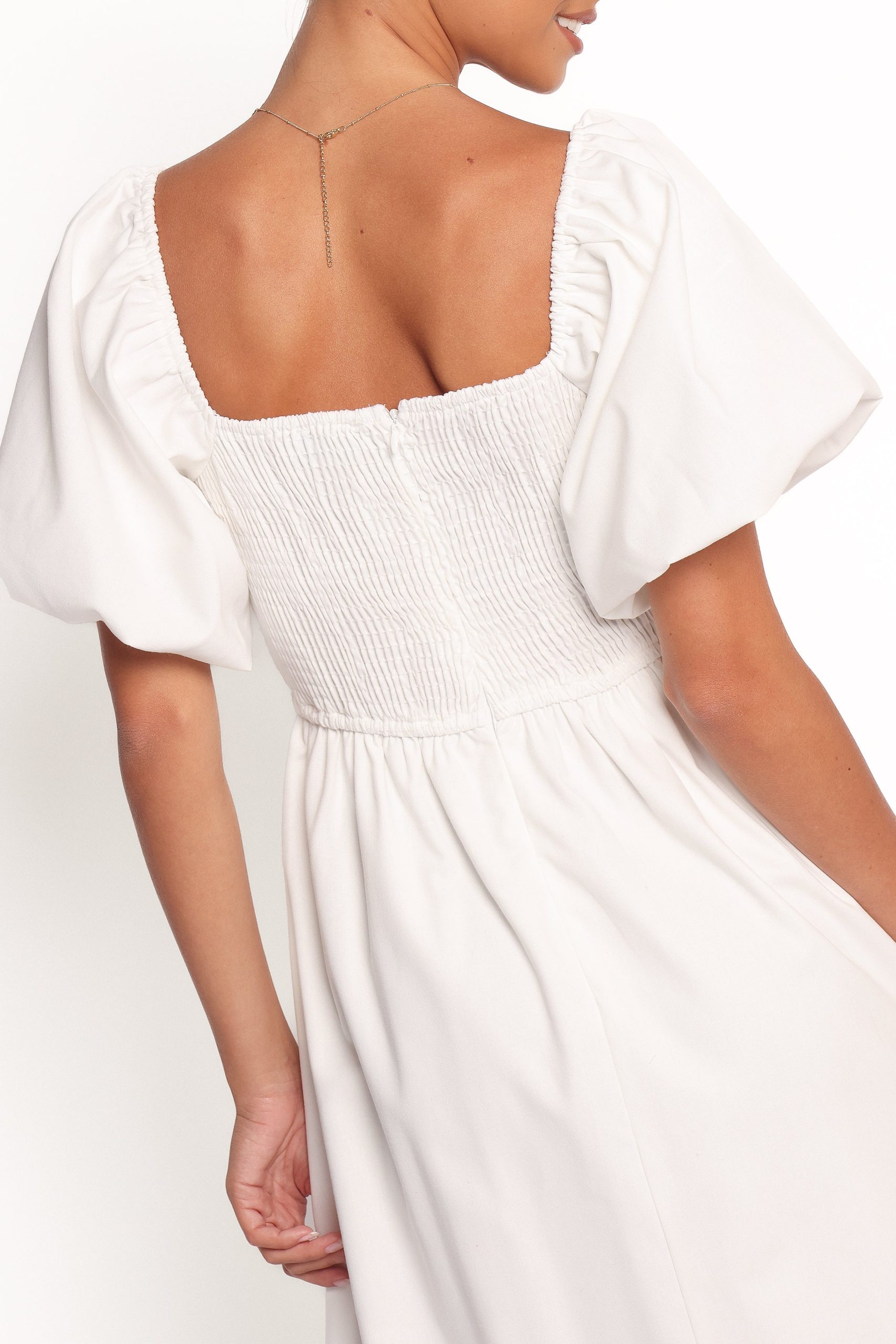 Clo Puff Sleeve Midi Dress - White - Image 6