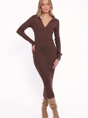 Collins Long Sleeve Midi Dress - Chocolate