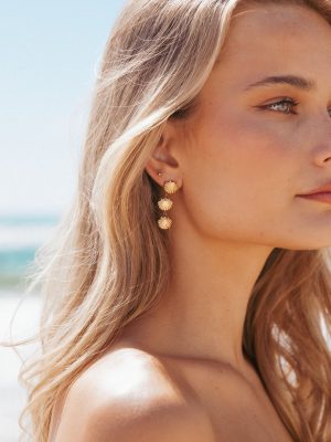 Coral Earrings - Gold