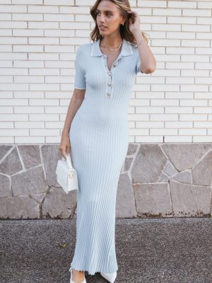 Crawford Short Sleeve Knit Dress - Pale Blue