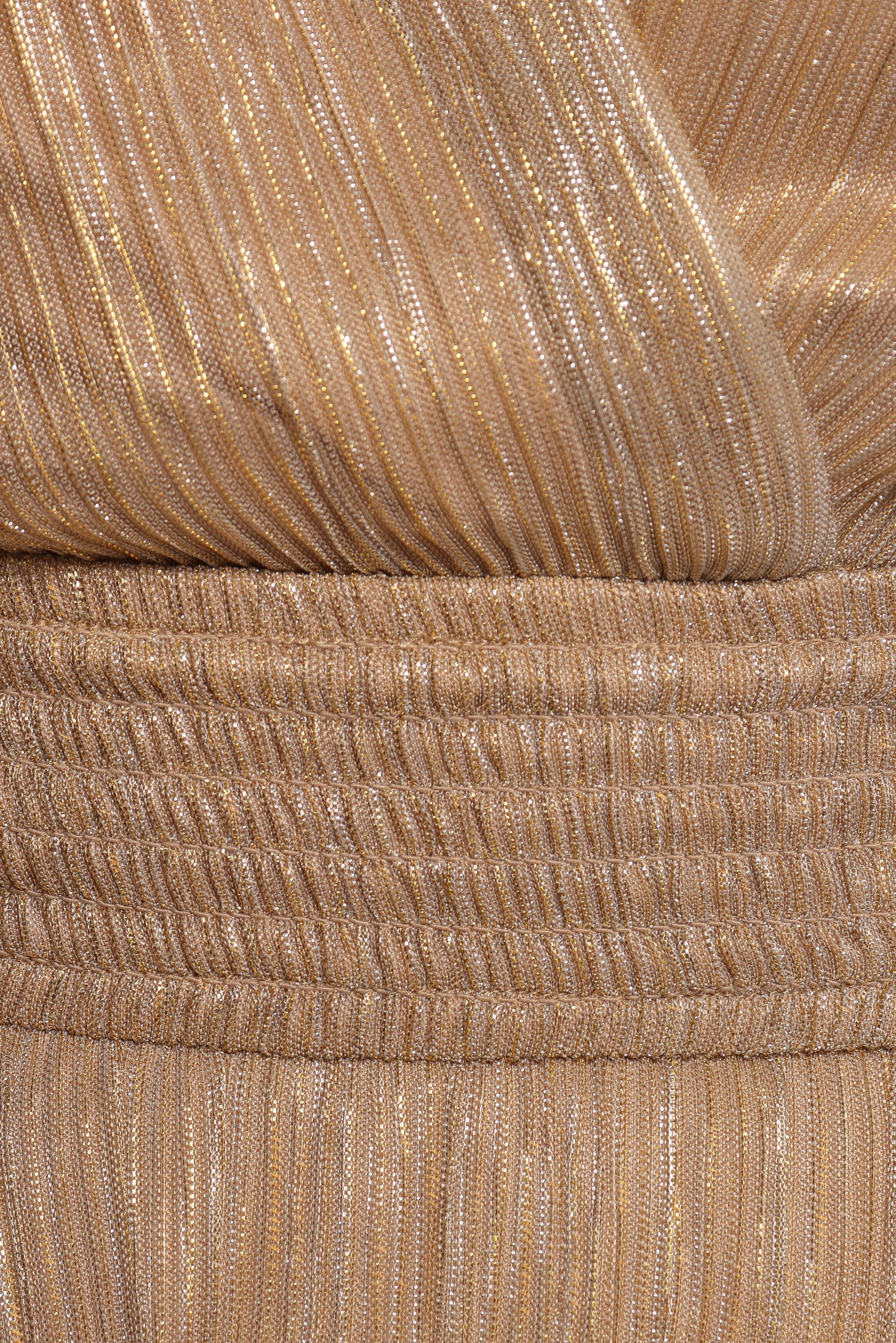 Cybil Pleated Tiered Midi Dress - Champagne Gold - Image 9