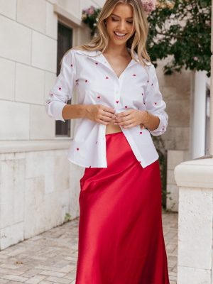 Cyra Heart Top - White Red