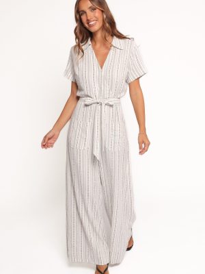 Daila Tie Waist Jumpsuit - White Black