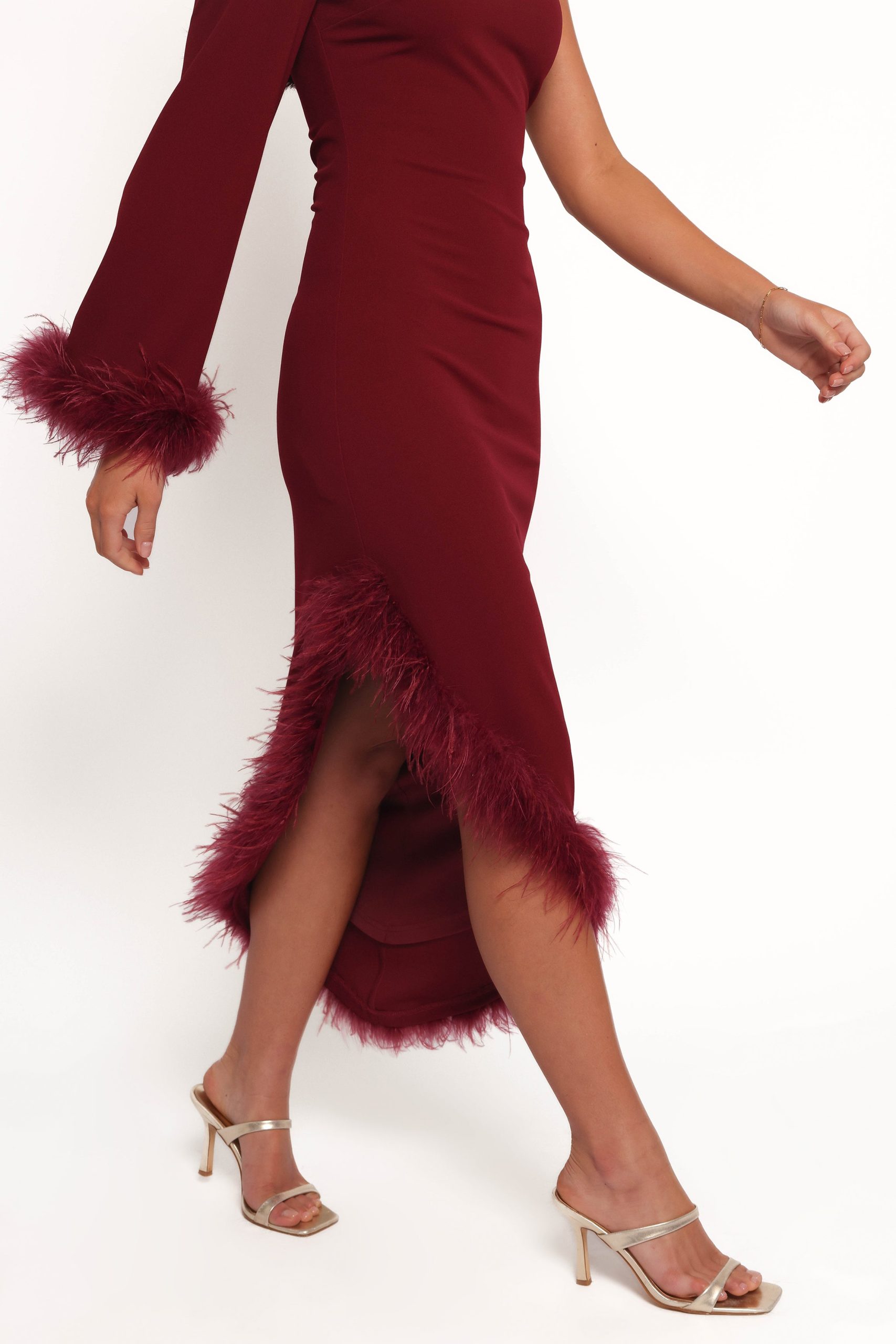 Dame One Shoulder Midi Dress - Deep Wine - Image 4