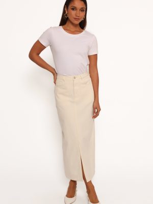 Kellen Corduroy Midi SKirt - Cream