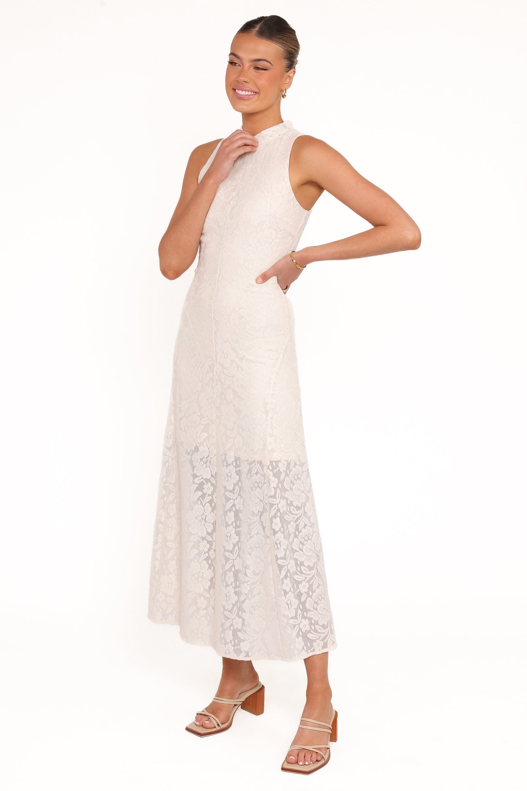 Danni Lace Midi Dress - Ecru - Image 3
