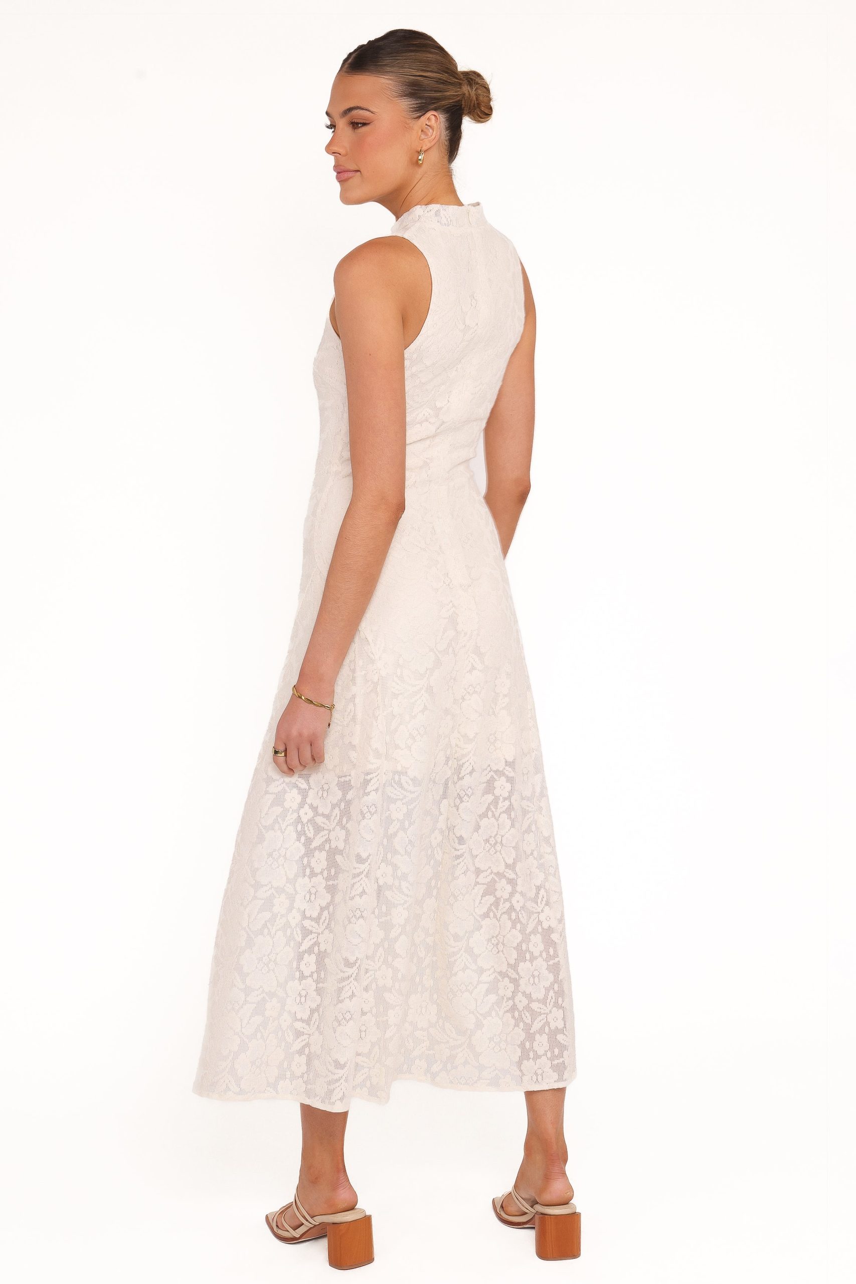 Danni Lace Midi Dress - Ecru - Image 4