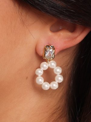 Dara Drop Earrings - Gold/Pearl