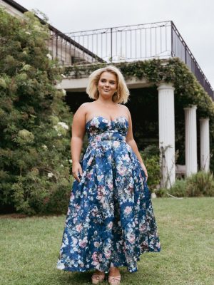 Darina Strapless Midi Dress - Midnight Floral