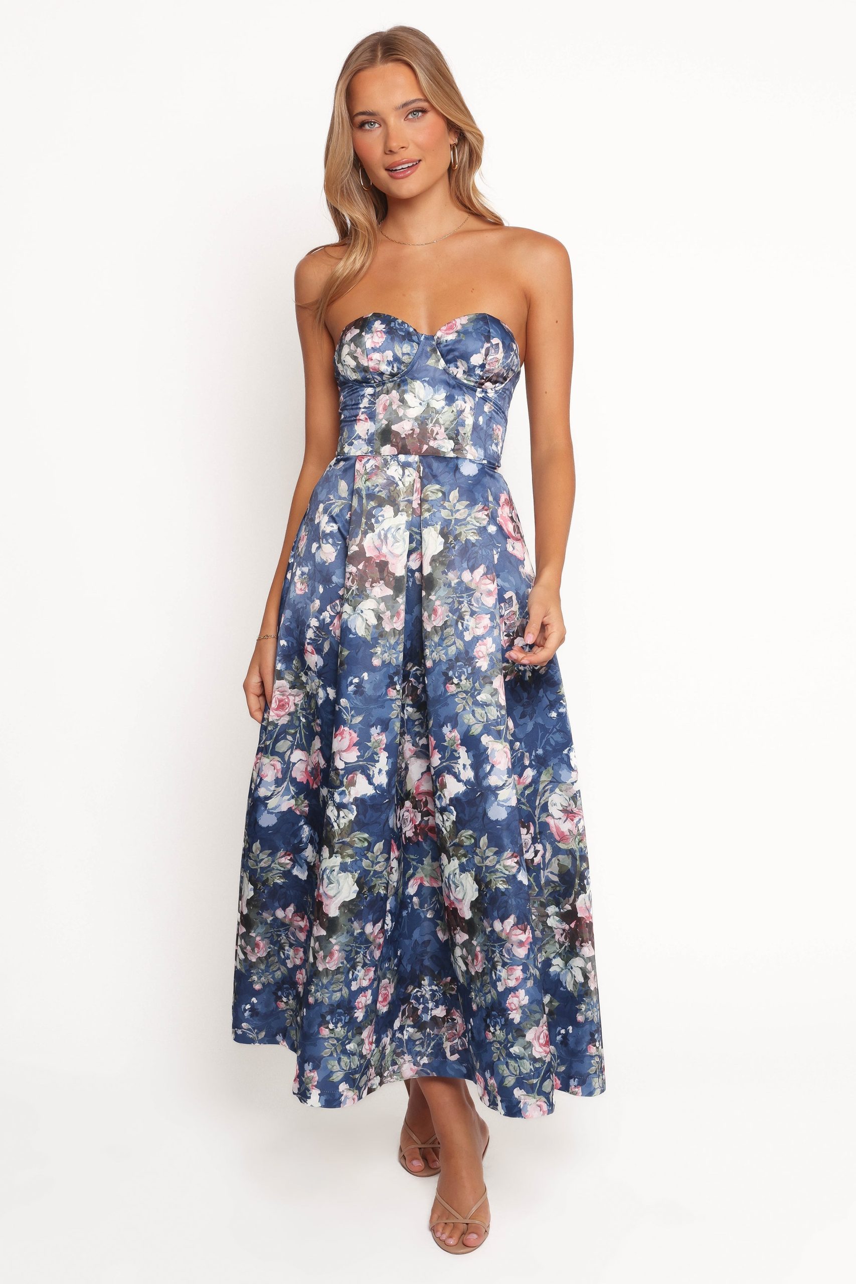 Darina Strapless Midi Dress - Midnight Floral - Image 2
