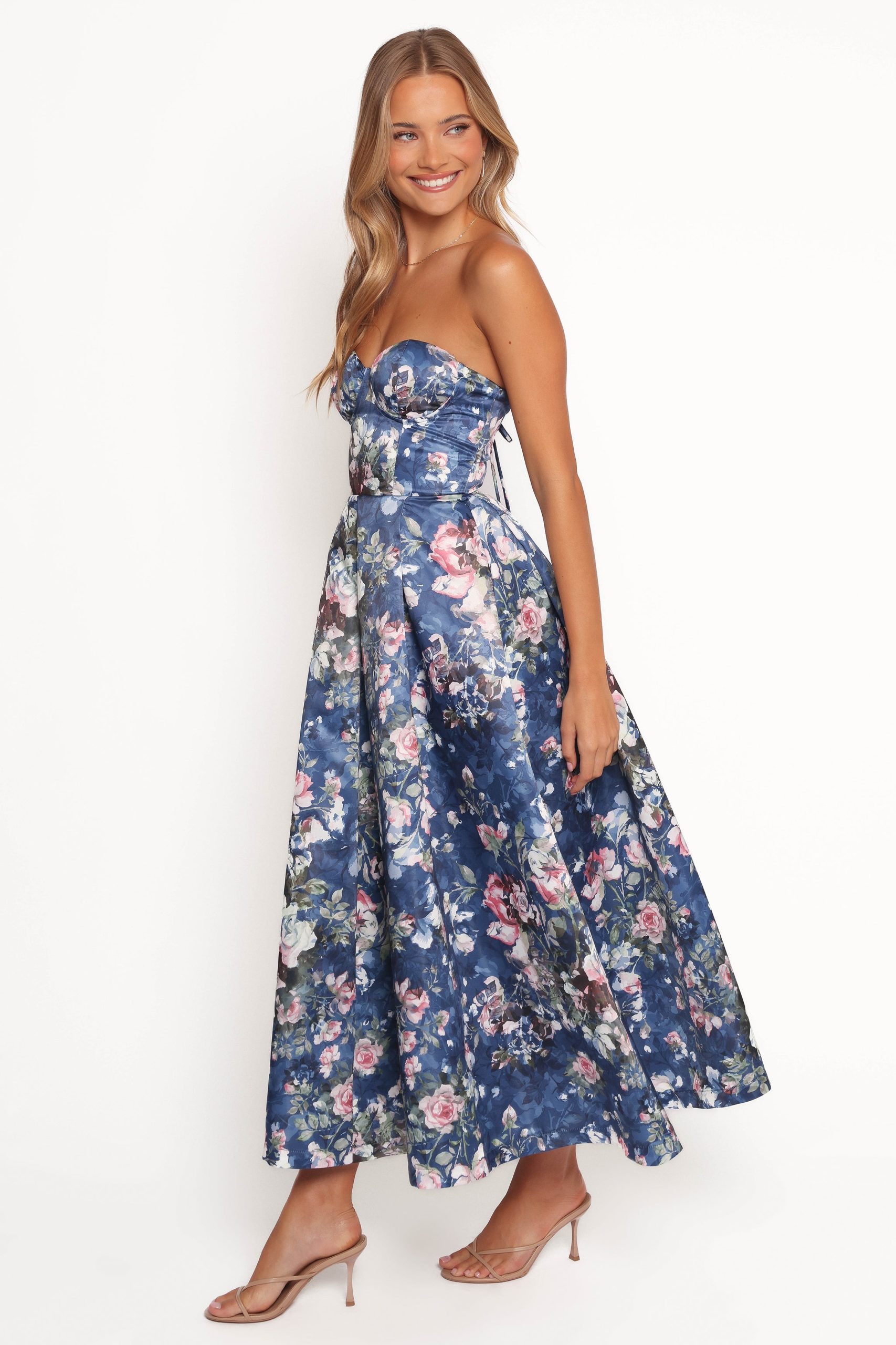 Darina Strapless Midi Dress - Midnight Floral - Image 5