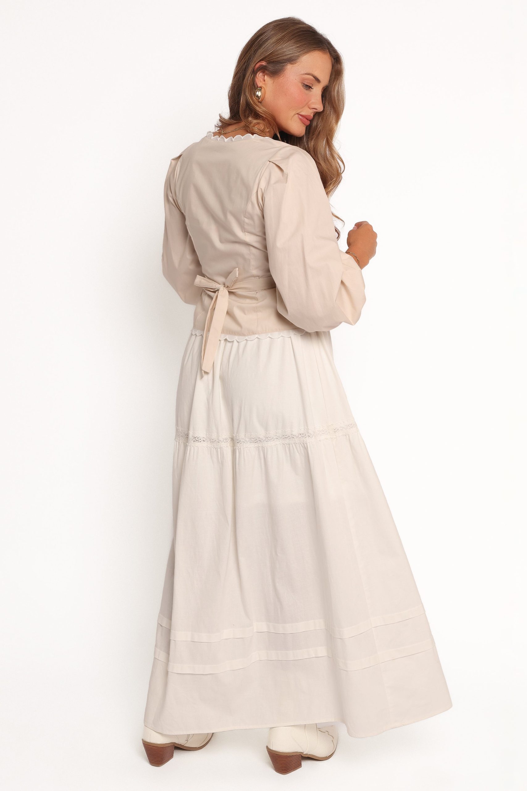 Darlia Tiered Maxi Skirt - White - Image 6