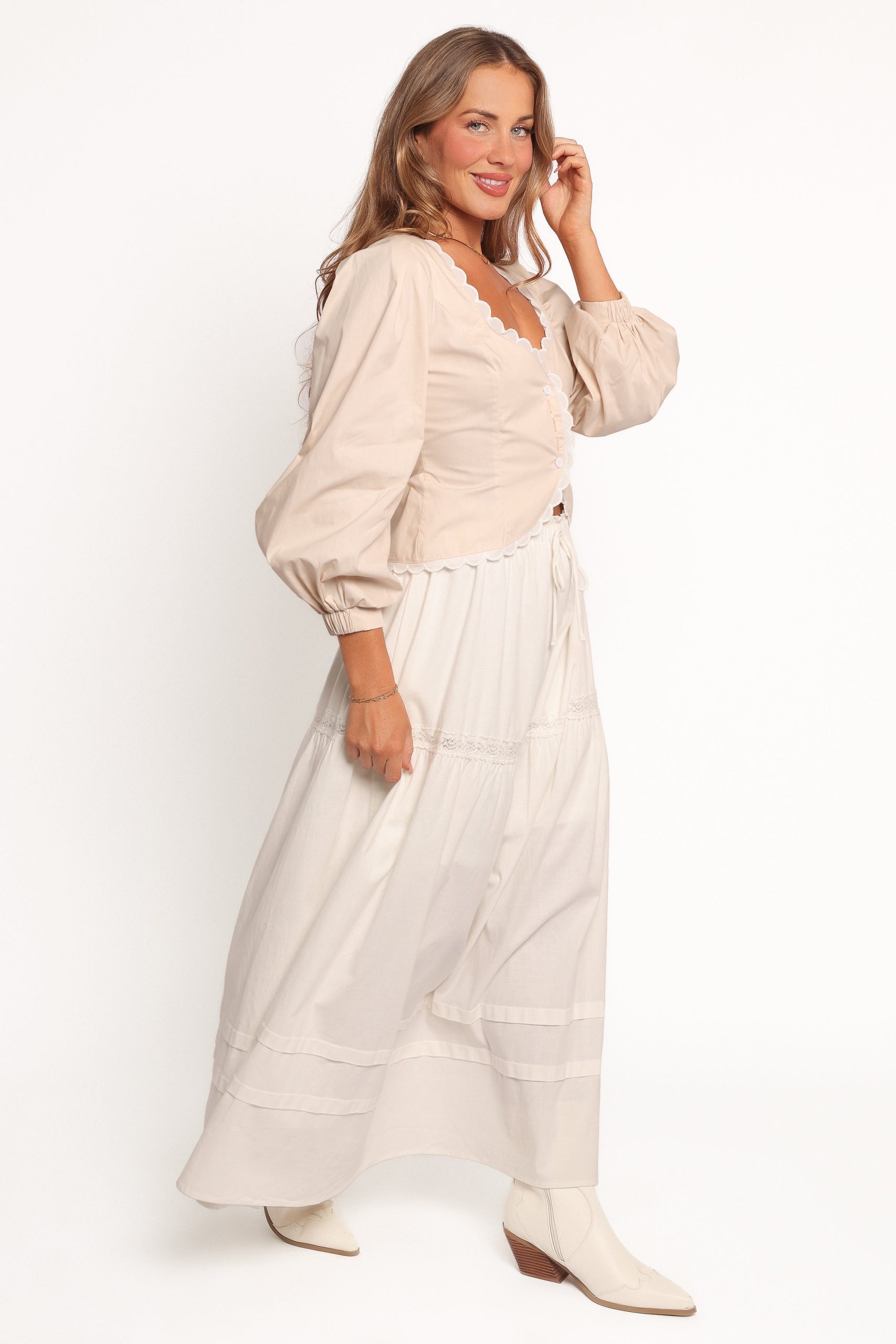 Darlia Tiered Maxi Skirt - White - Image 7