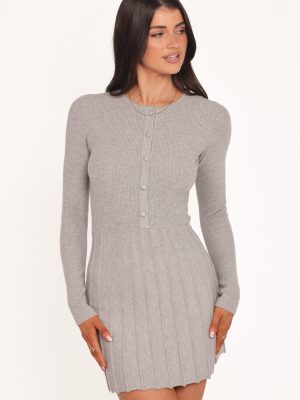 Darlina Long Sleeve Mini Dress - Heather Grey