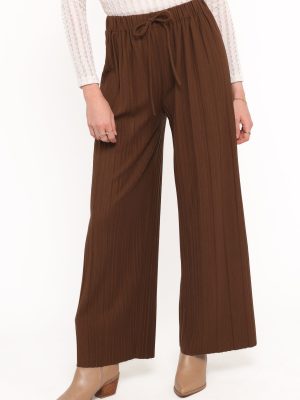 Davis Pleated Knit Pant - Brown
