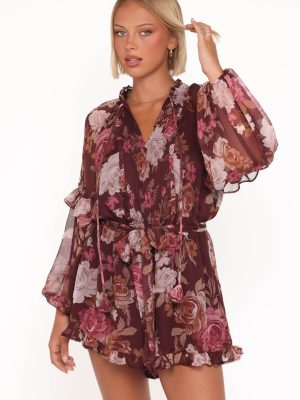 Delaney Long Sleeve Romper - Brandy Bloom