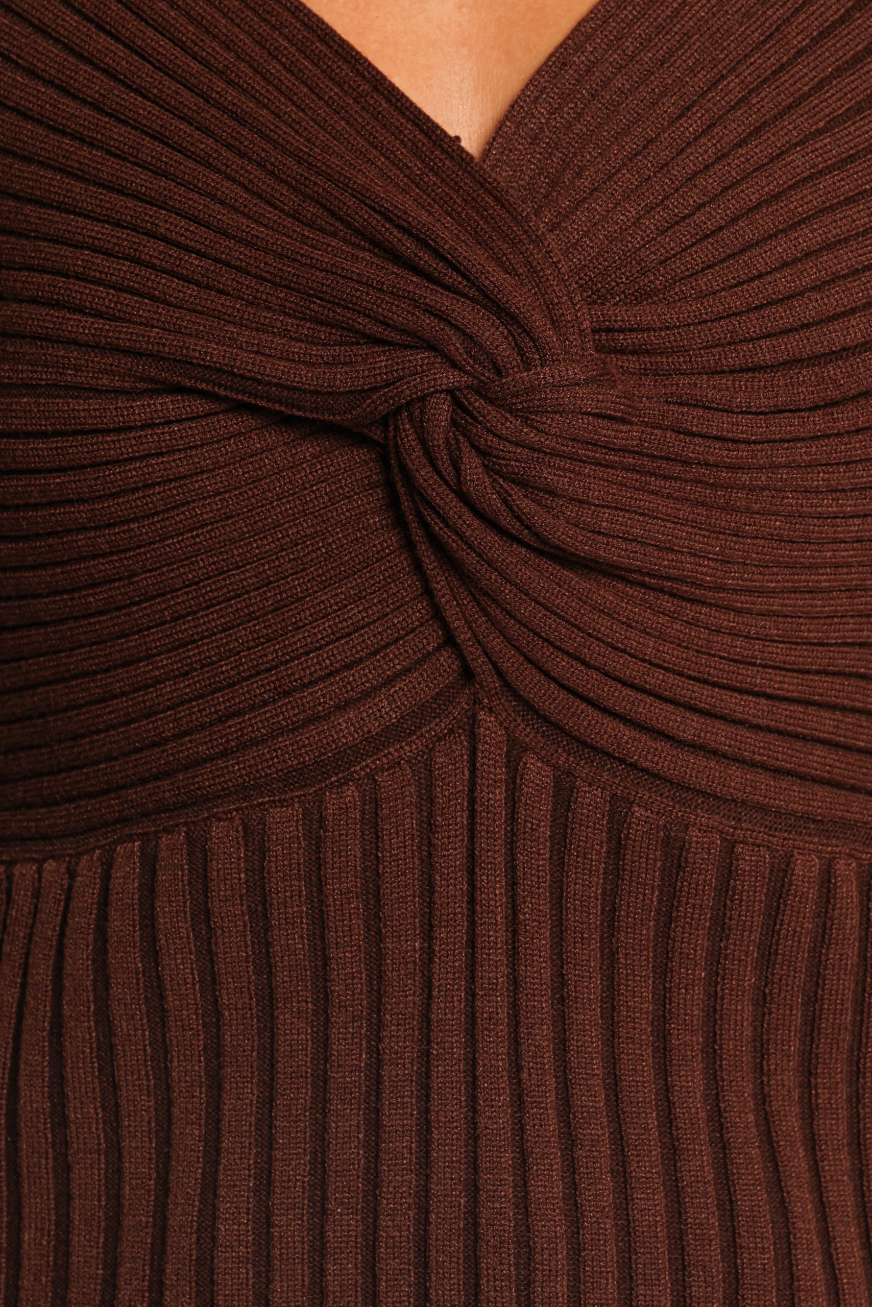 Demi Twist Detail Knit Top - Brown - Image 7