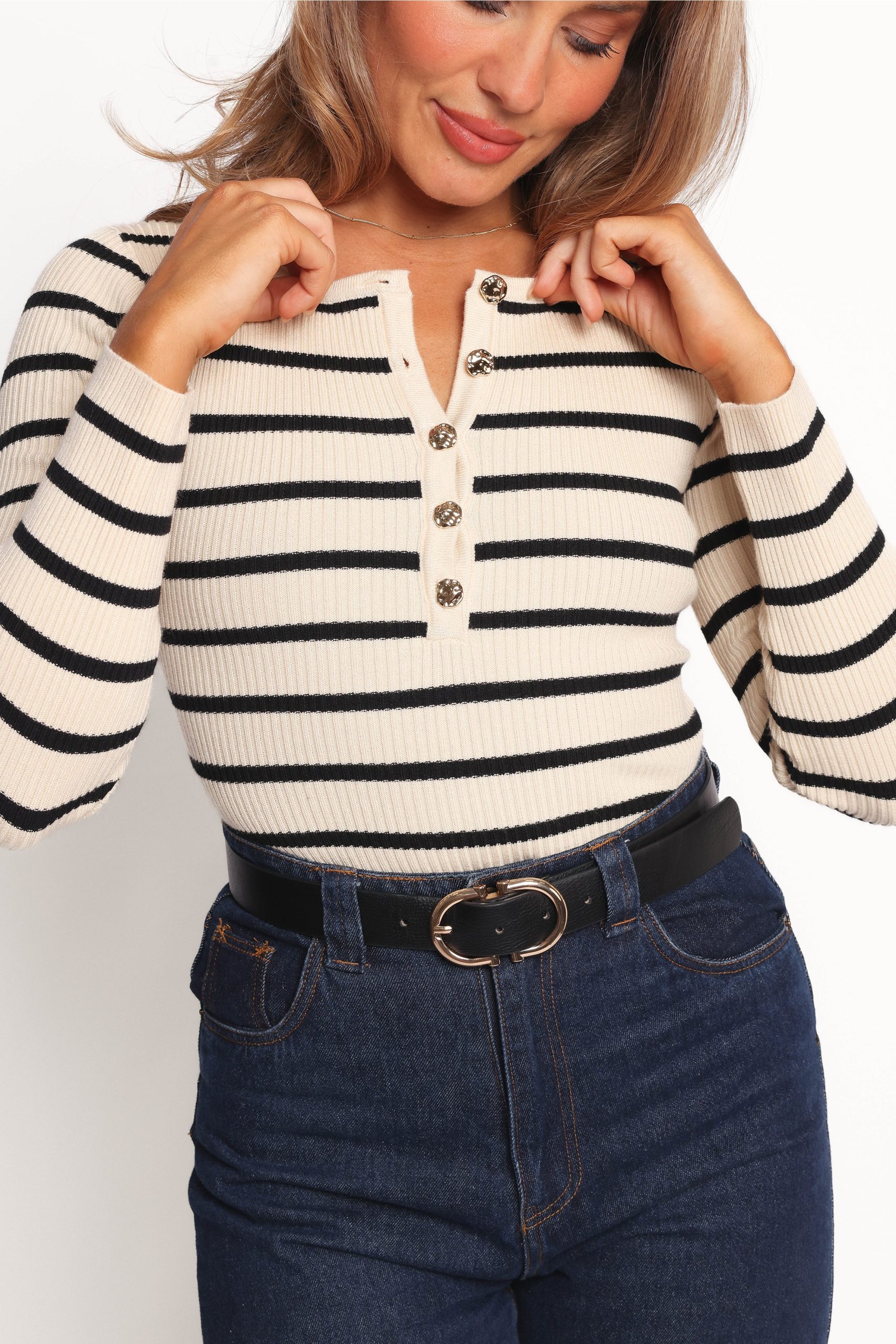 Deni Henley Bodysuit - Stripe - Image 2