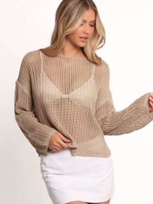 Desiree Open Weave Knit Sweater - Beige