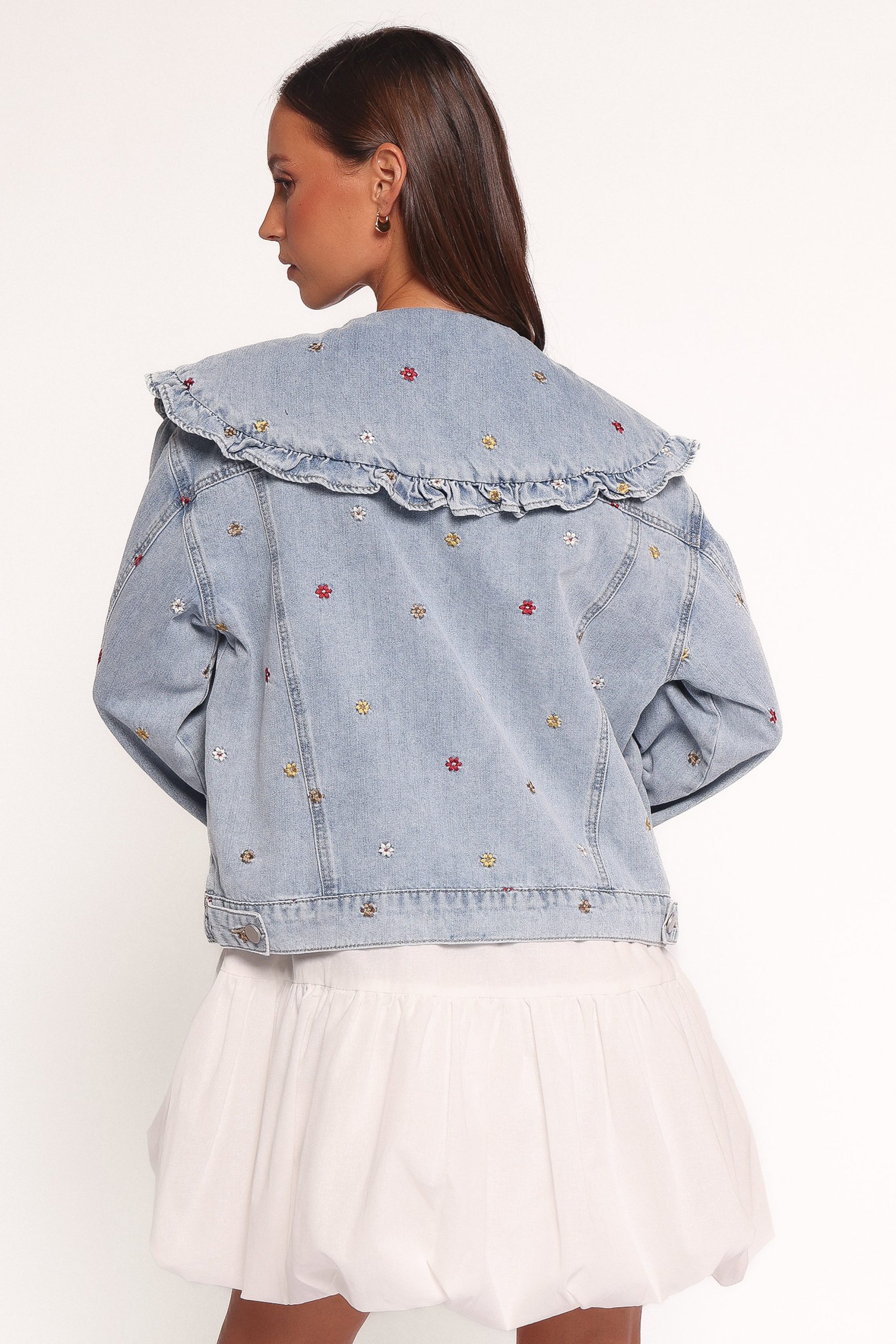 Ditsy Flower Denim Jacket - Medium Denim - Image 4