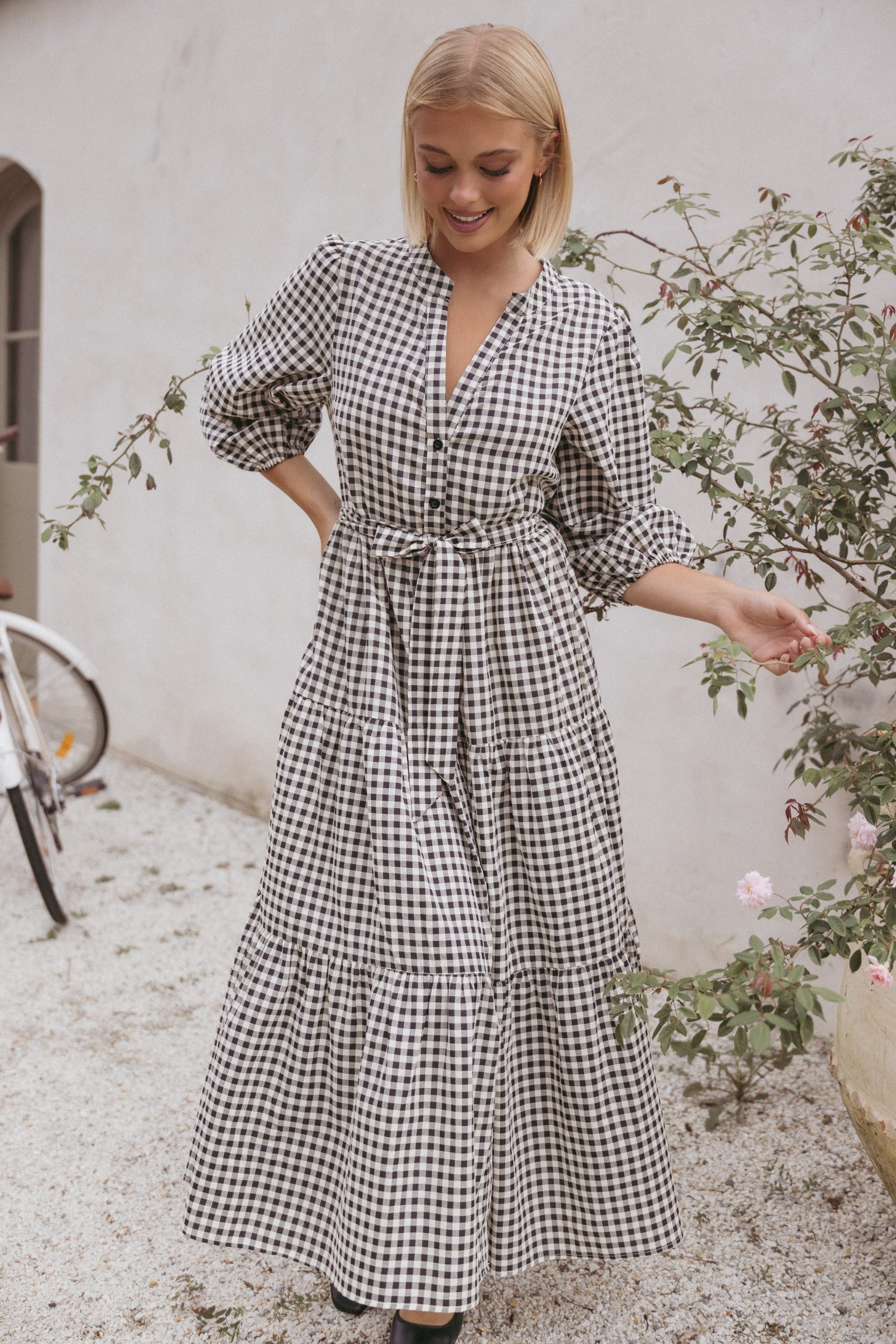 Dixon Maxi Dress - Black Cream Gingham - Image 8