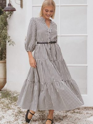 Dixon Maxi Dress - Black Cream Gingham