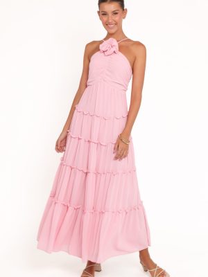 Dottie Halterneck Maxi Dress - Pink