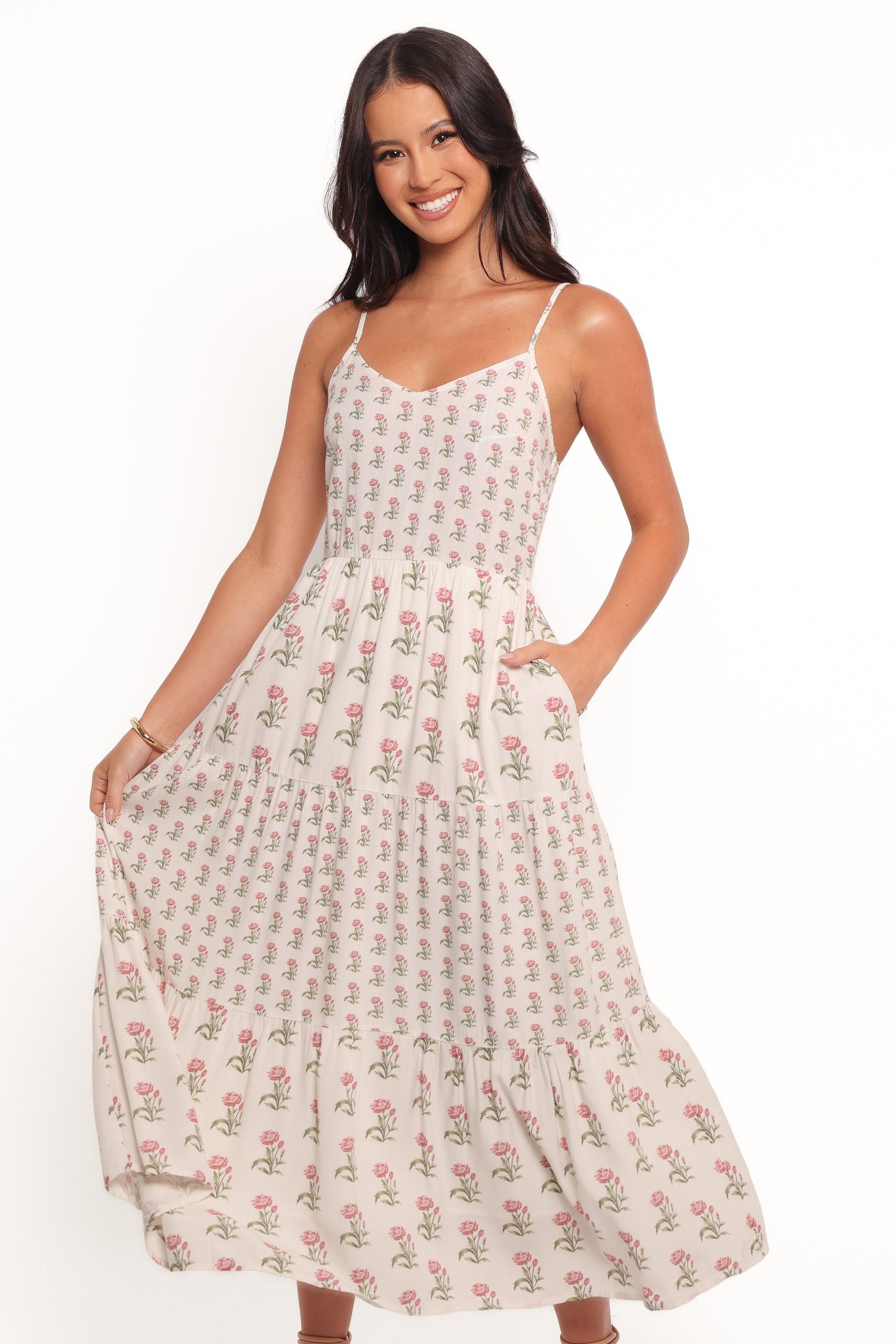 Echo Midi Dress - White/Pink - Image 2