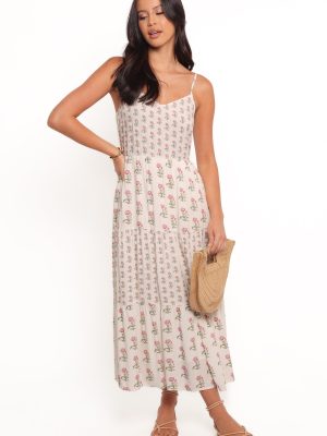 Echo Midi Dress - White/Pink
