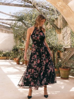 Eden Maxi Dress - Black Floral