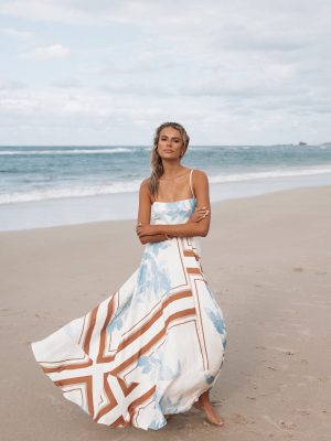 Elanor Maxi Dress - Pale Blue Print