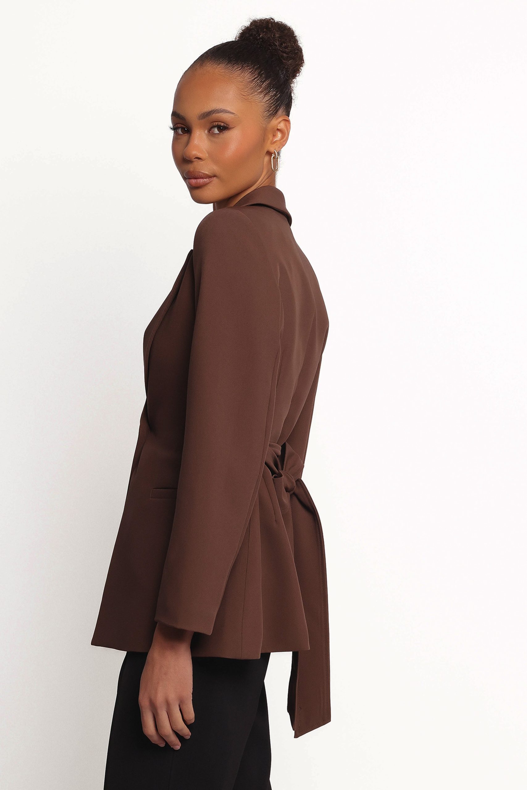 Eliana Waist Tie Blazer - Espresso - Image 4