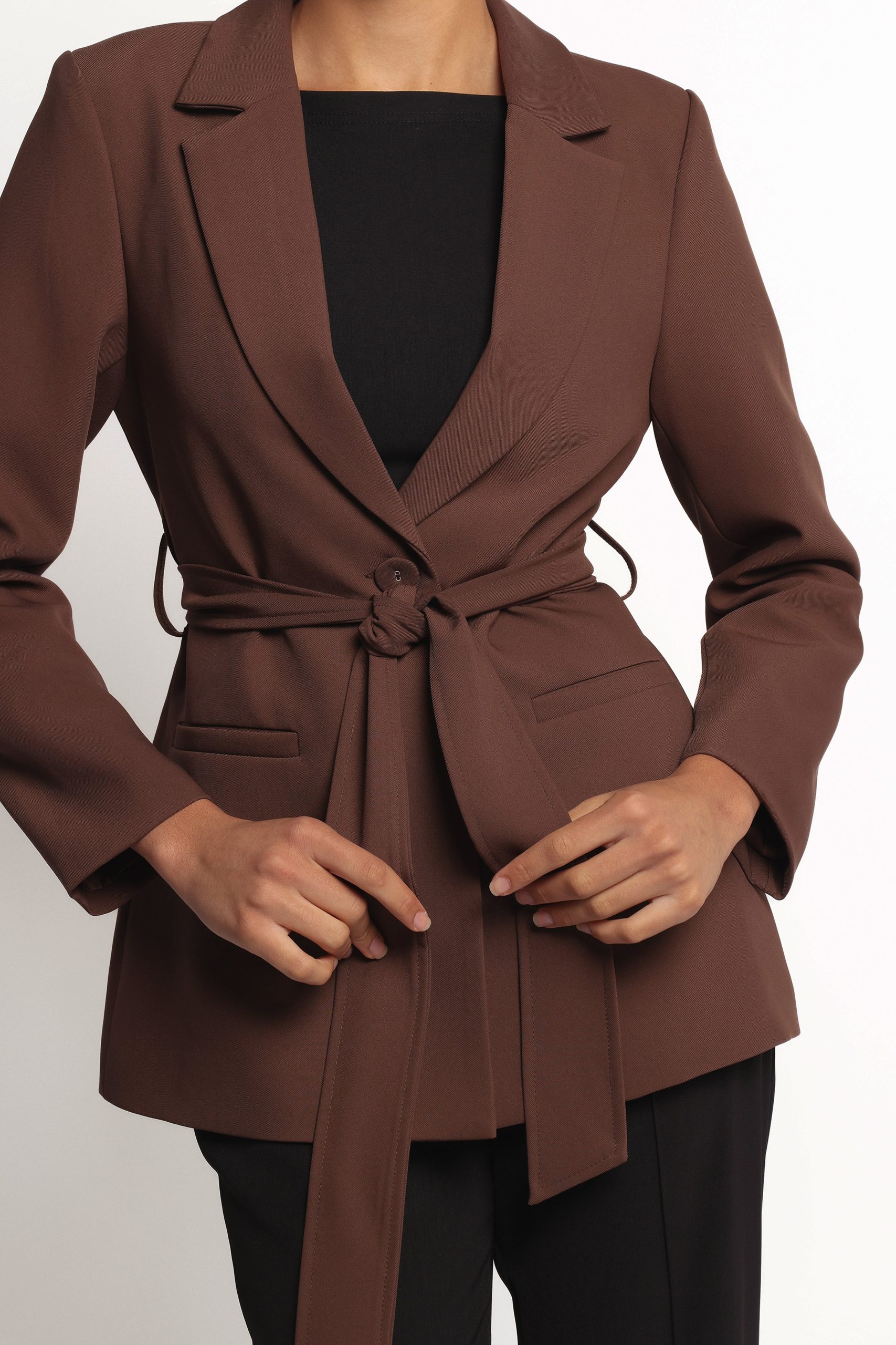 Eliana Waist Tie Blazer - Espresso - Image 7