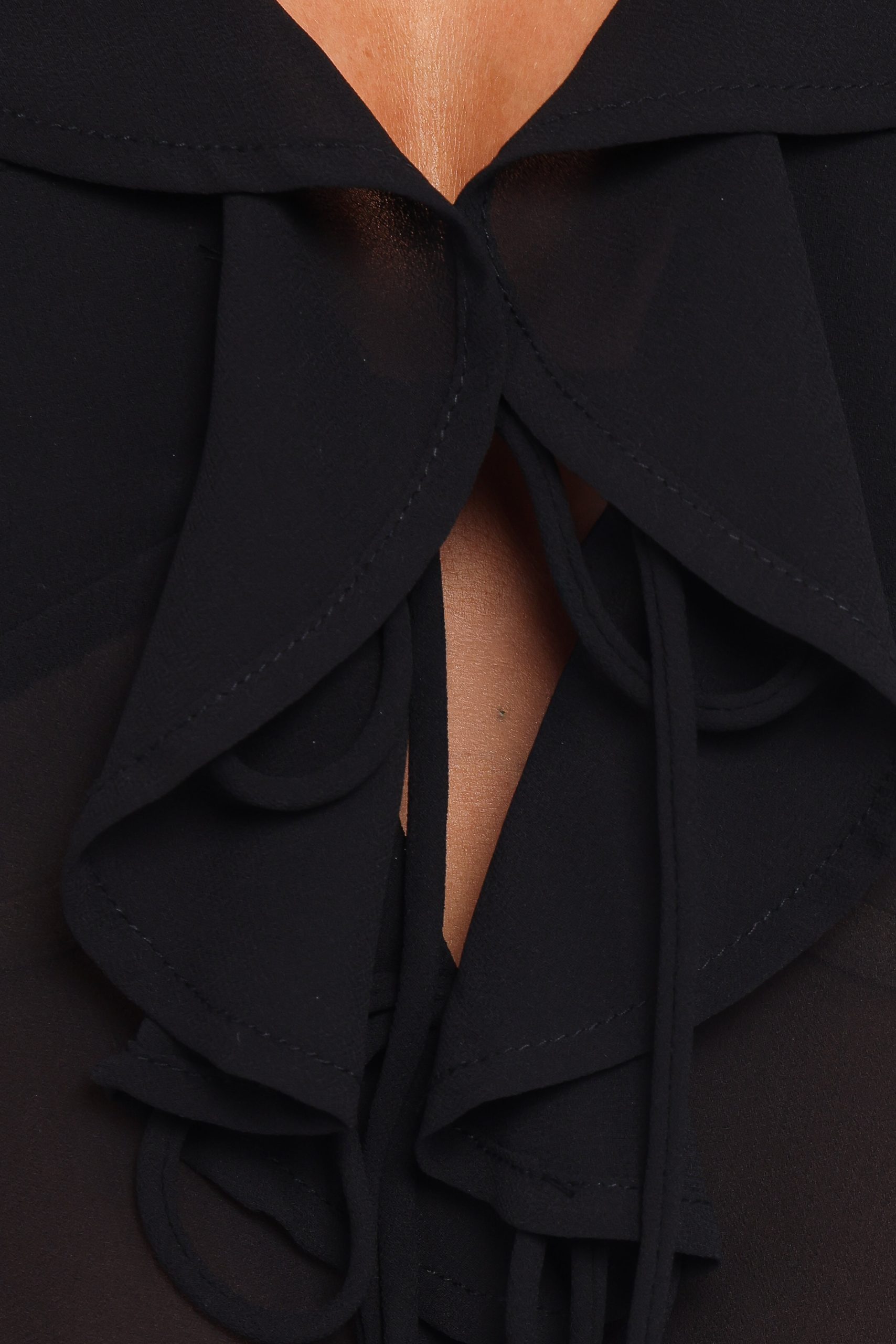 Elora Chiffon Ruffle Front Top - Black - Image 6