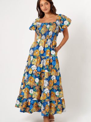 Elsie Short Sleeve Maxi Dress - Denim Blue