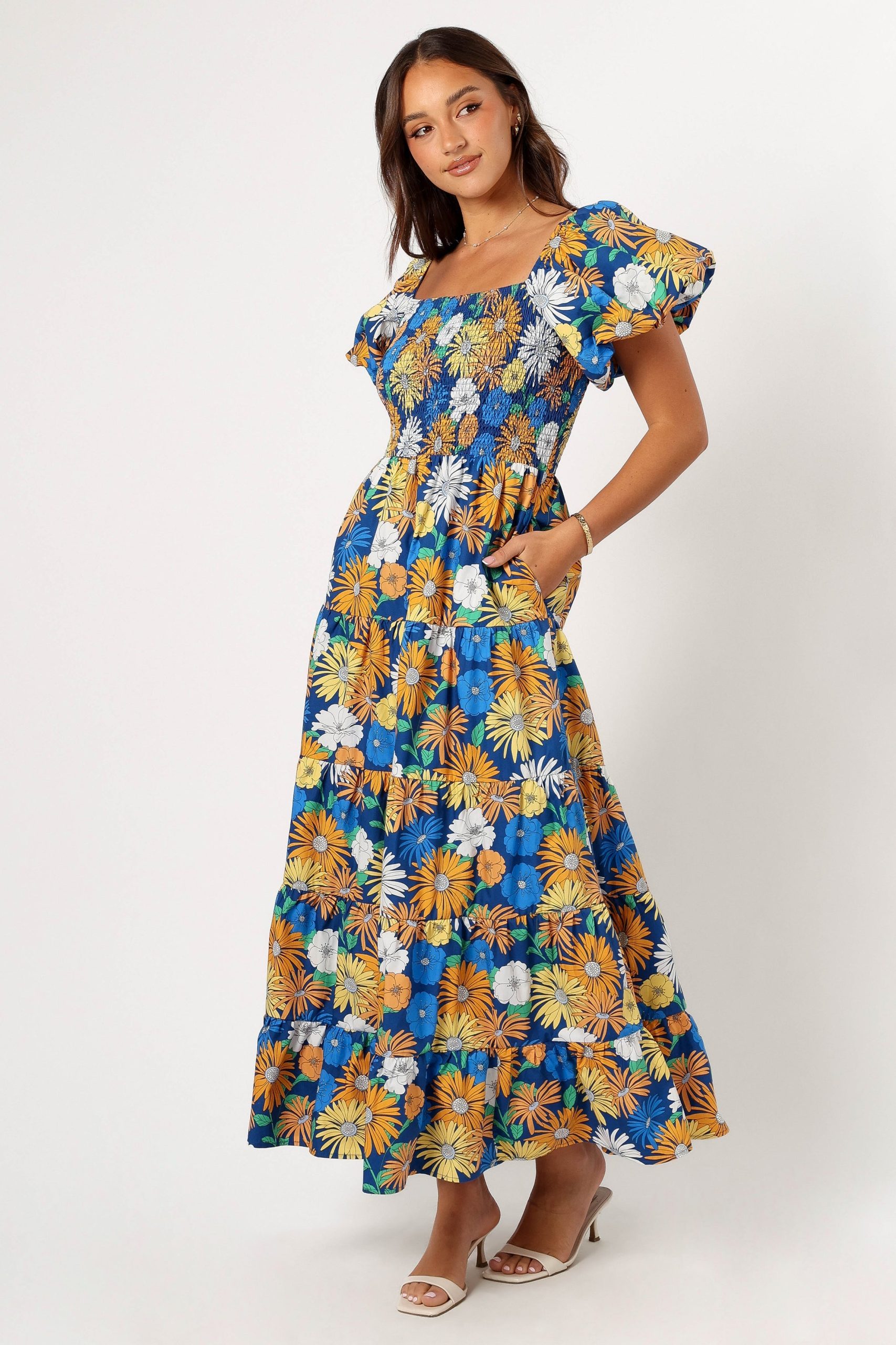 Elsie Short Sleeve Maxi Dress - Denim Blue - Image 3