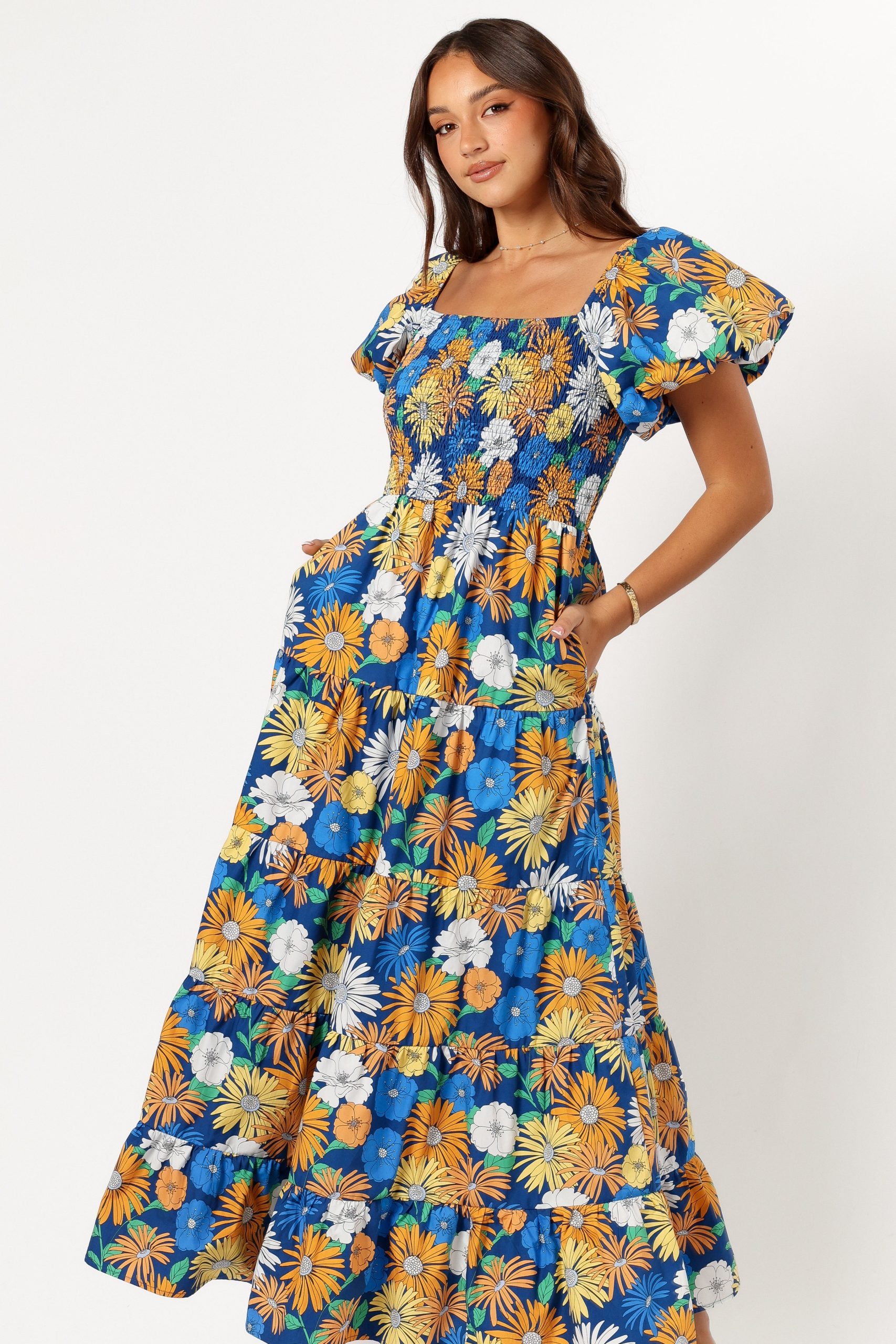 Elsie Short Sleeve Maxi Dress - Denim Blue - Image 2