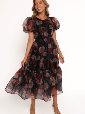 Elspeth Midi Dress - Black Floral