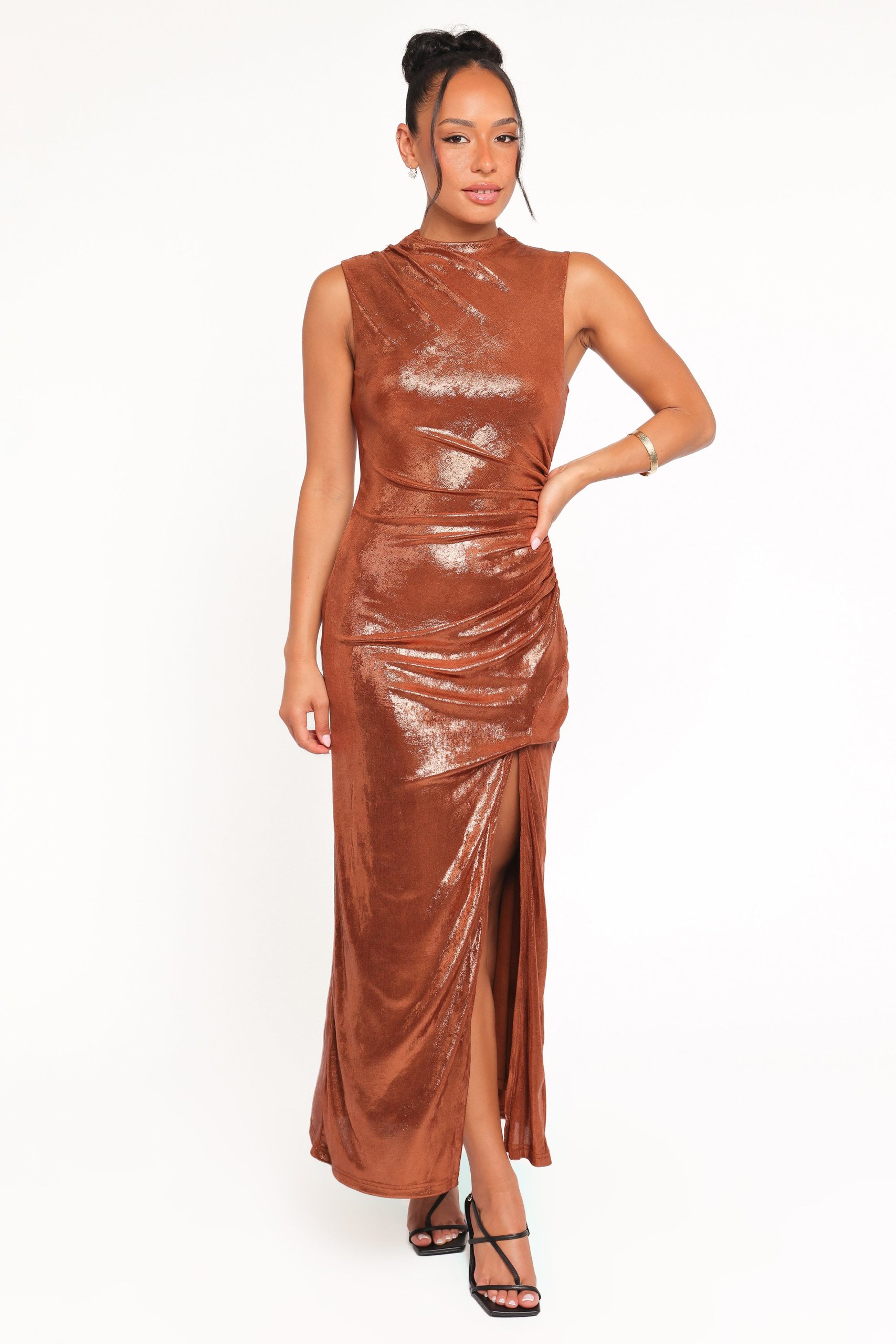 Emerie Sleeveless Metallic Maxi - Bronze - Image 2