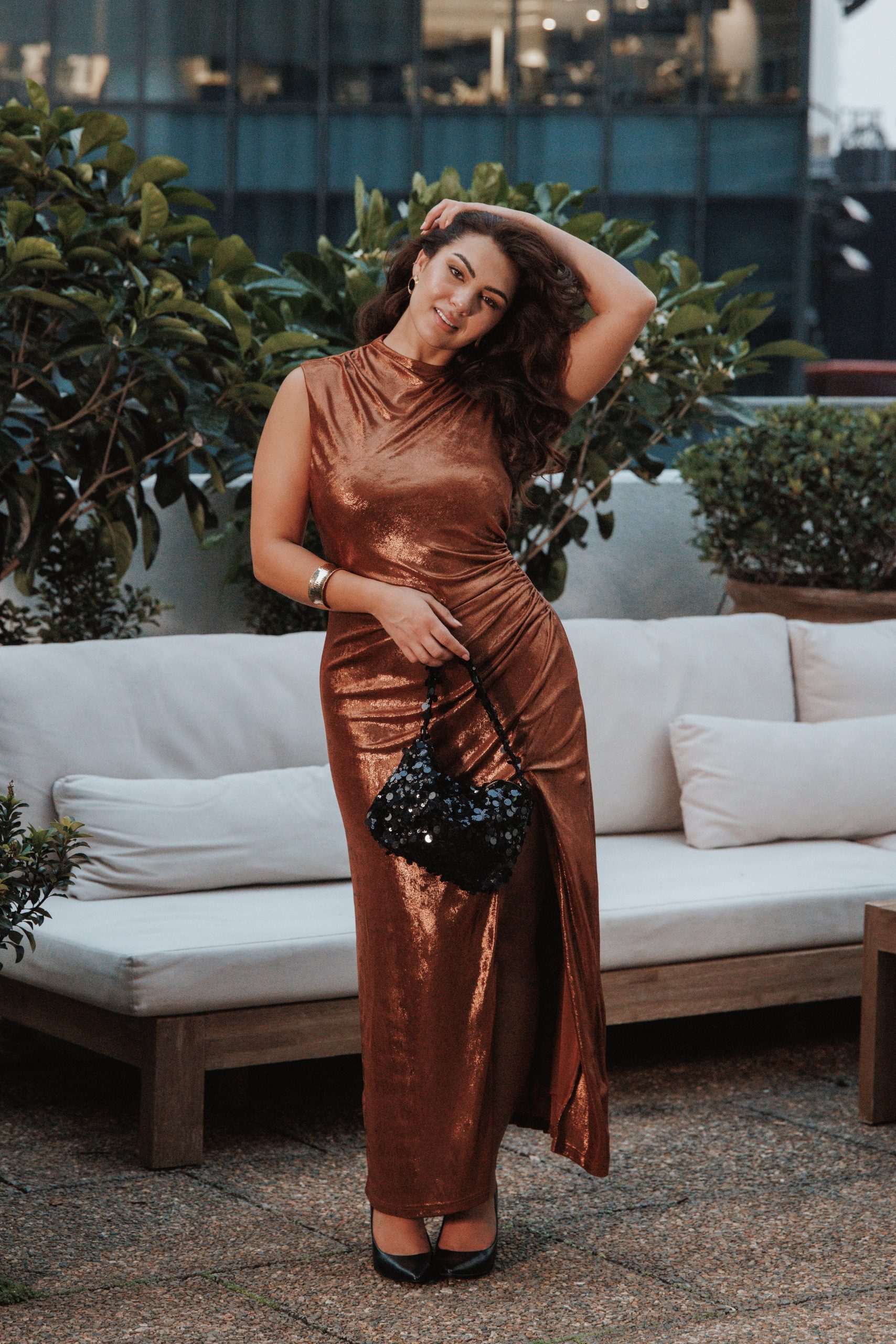 Emerie Sleeveless Metallic Maxi - Bronze - Image 8